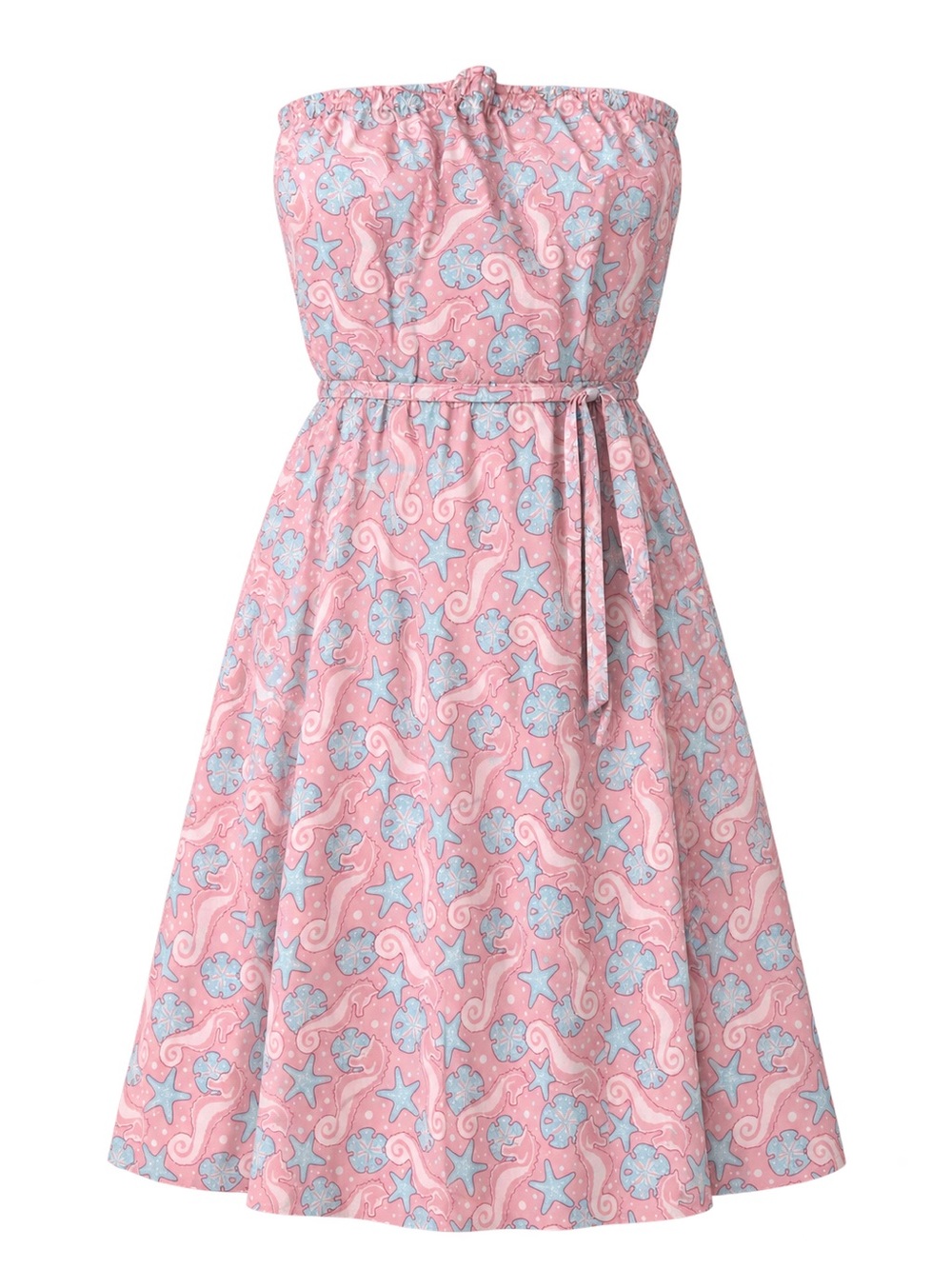 Vineyard Vines Strapless Coral Seashell-Print Dress